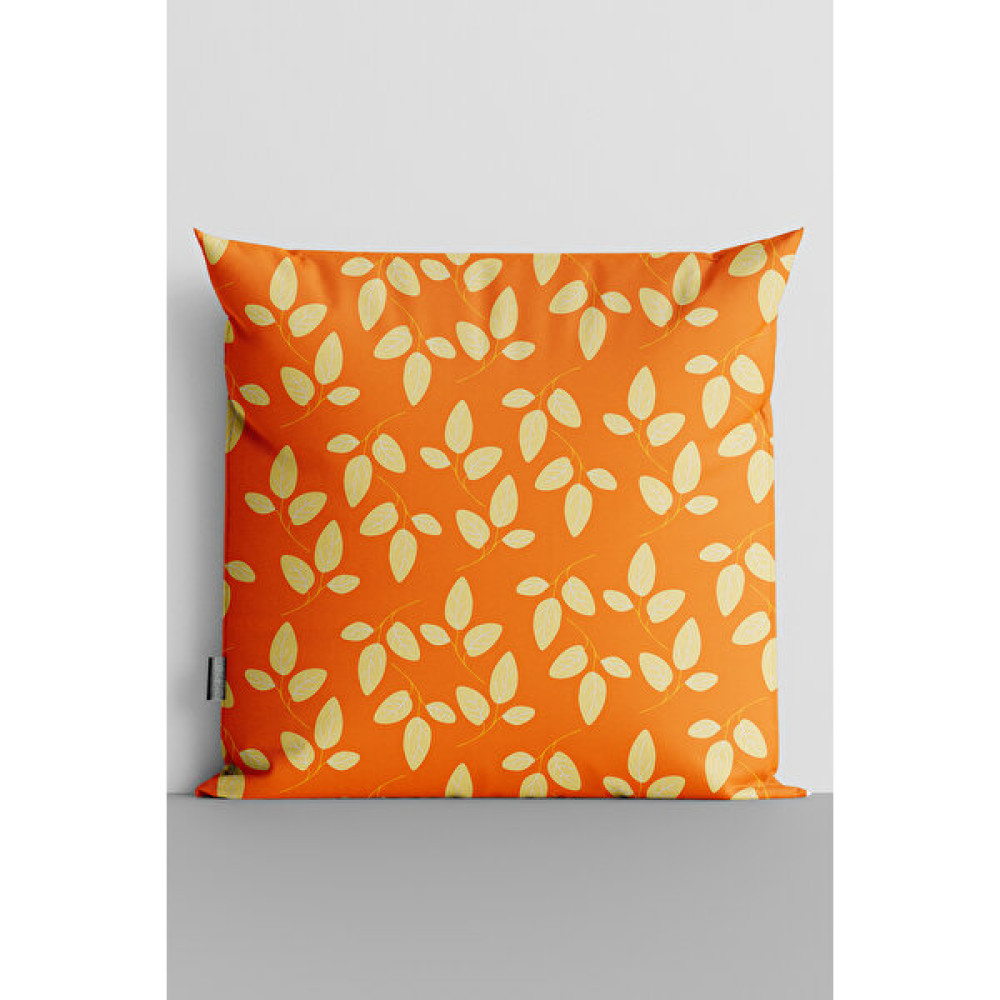 7 Renk Dekor Yaprak Temalı Çift Tarafı Dijital Baskılı Yastık Kırlent KILIFI-725 - 43 x 43 cm - Turuncu Kırlent / Mobilya Yastığı Fiyatı