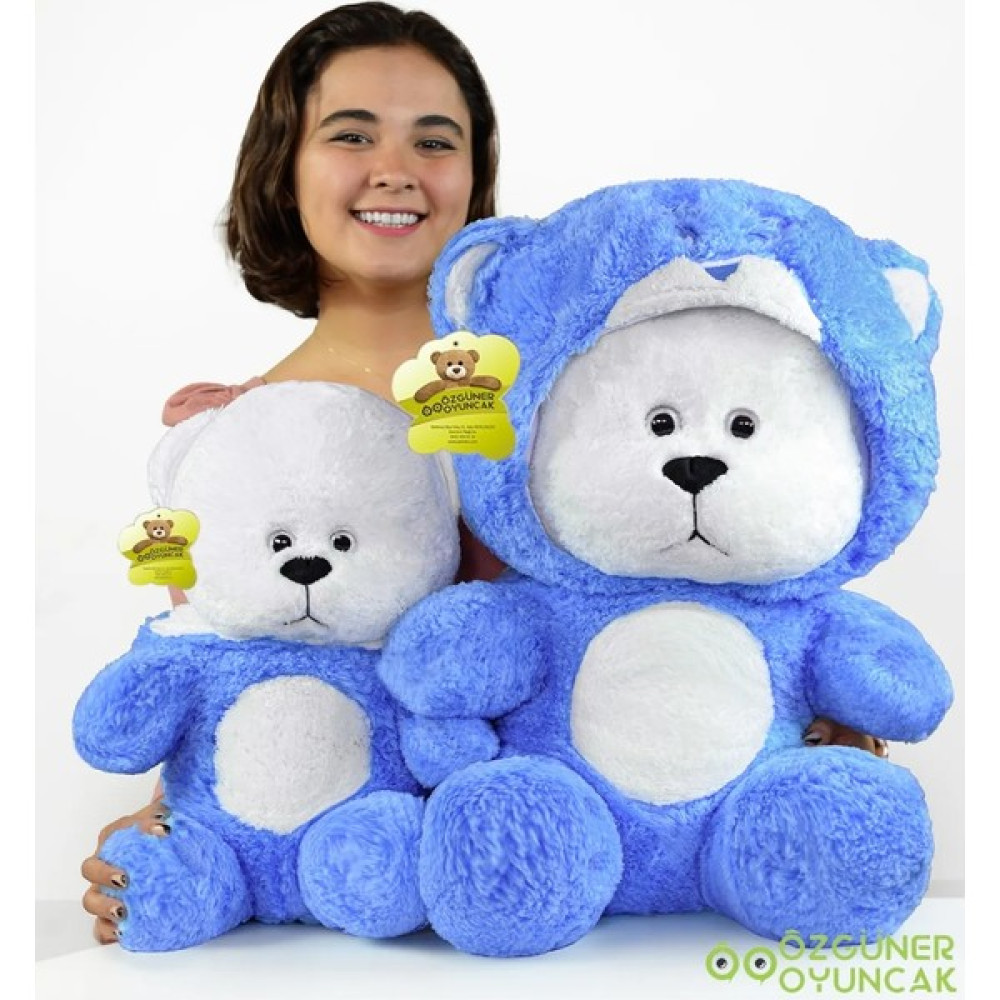 70 cm Kapşonlu Uykumcuk Peluş Ayıcık Panda - Mavi Oto Boyaları Fiyatı