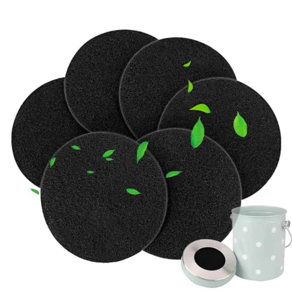 7.25 inch Compost Filters for Countertop Bin Saiqiang Charcoal Filter for Kitchen Compost Bin Pail Replacement Filter Carbon Round Charcoal Filters for Compost Bucket 6 Pack