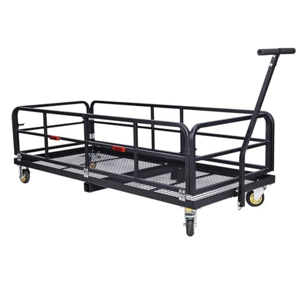 750 lbs Folding Hitch Mount Cargo Carrier - Hitch-Mounted Cargo Basket，Rear Luggage Carrier for 2" Receiver with Wheels and Handle, Heavy-Duty Luggage Storage for SUV, RV, Truck, and Trailer