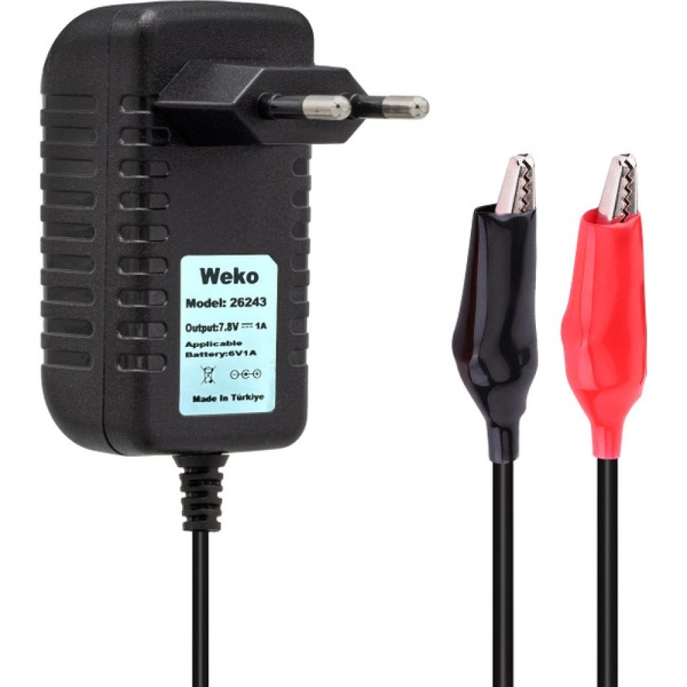 7.8 Volt - 1 Amper Krokodil Uçlu Priz Tip Yerli Üretim Akü Şarj Adaptörü (OUT:6V1A) (4490) Oto Boyaları Fiyatı