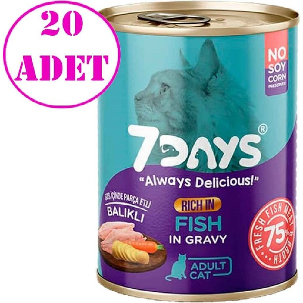 7Days Yetişkin Kedi Konservesi Balıklı 415 gr 20 Ad Evcil Hayvan Ürünleri Fiyatı