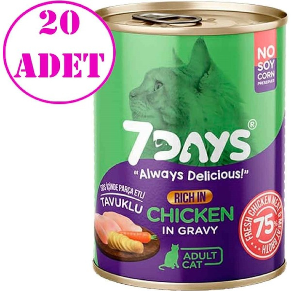 7Days Yetişkin Kedi Konservesi Tavuklu 415 gr 20 Ad Evcil Hayvan Ürünleri Fiyatı