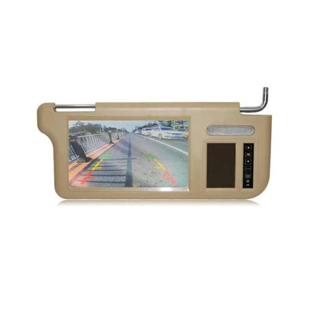 7Inch Beige Car Right Sun Visor Rear View Mirror Screen LCD Monitor 2 Channel Video