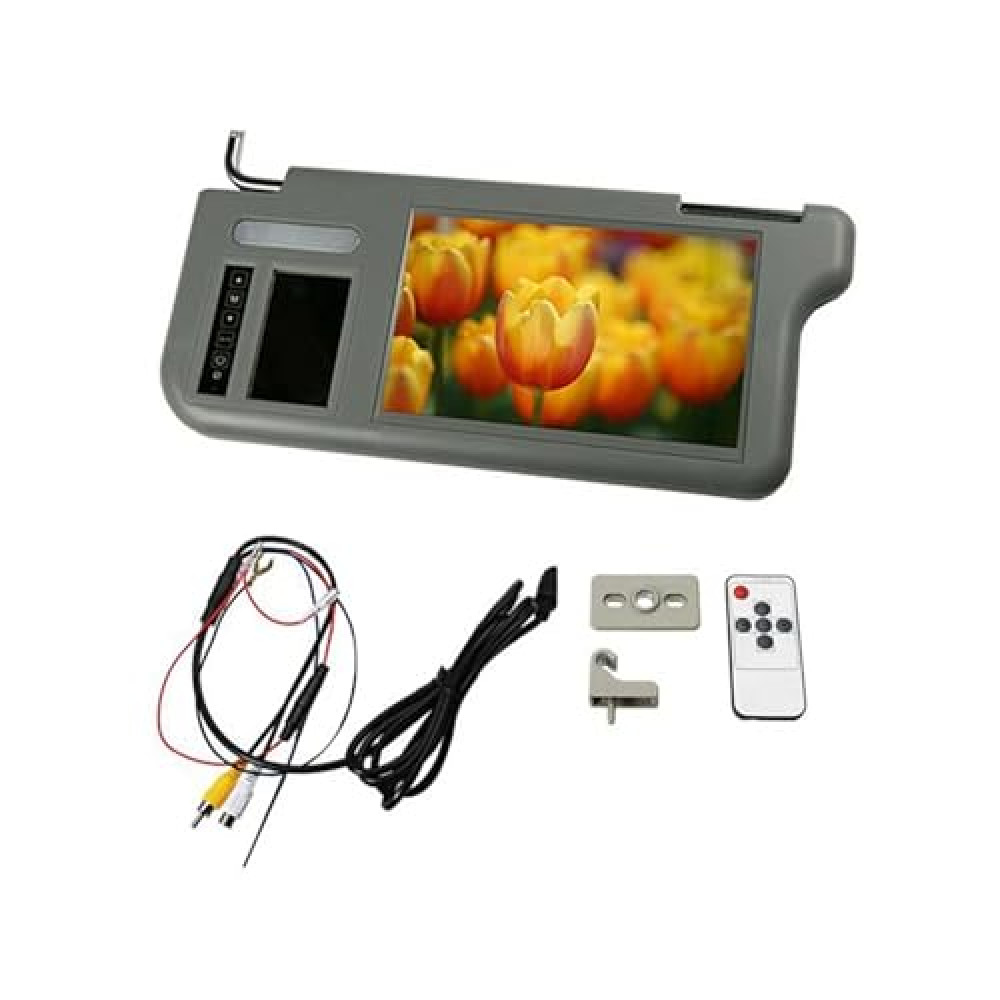 7Inch Gray Car Left Sun Visor Rear View Mirror Screen LCD Monitor 2 Channel Video