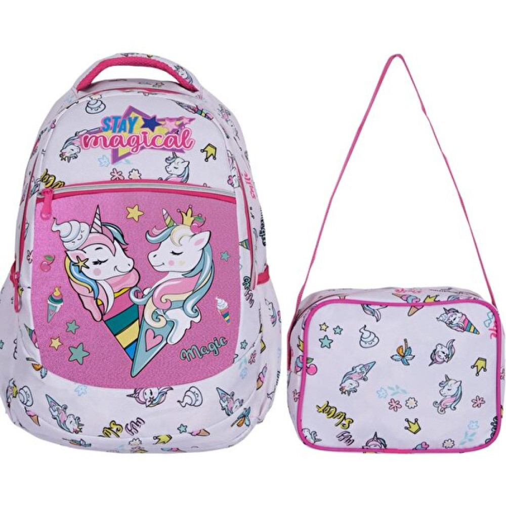 7K Toz Pembe Unicorn Desenli Ilkokul Çantası Beslenme Çantası Okul Çantası Fiyatı