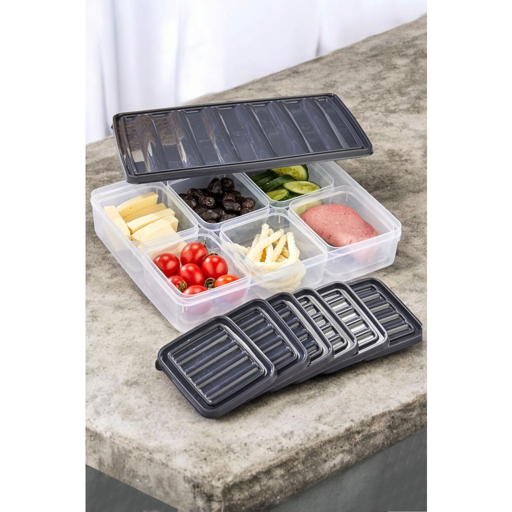 7'li Set Pratik Yemek Piknik Kahvaltı Gıda Saklama Kabı (2,5 Lt + 6X250 Ml) Eşya Saklama / Düzenleme Fiyatı