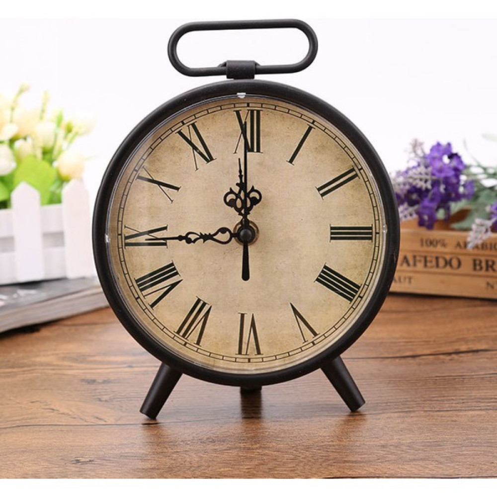 8 Inç Masa Üstü Saat, Retro Analog Pille Çalışan Metal Masa Saati Oturma Odası Dekor Rafı Için (Kahverengi) (Yurt Dışından) - Renkli Dekoratif Saatler Fiyatı
