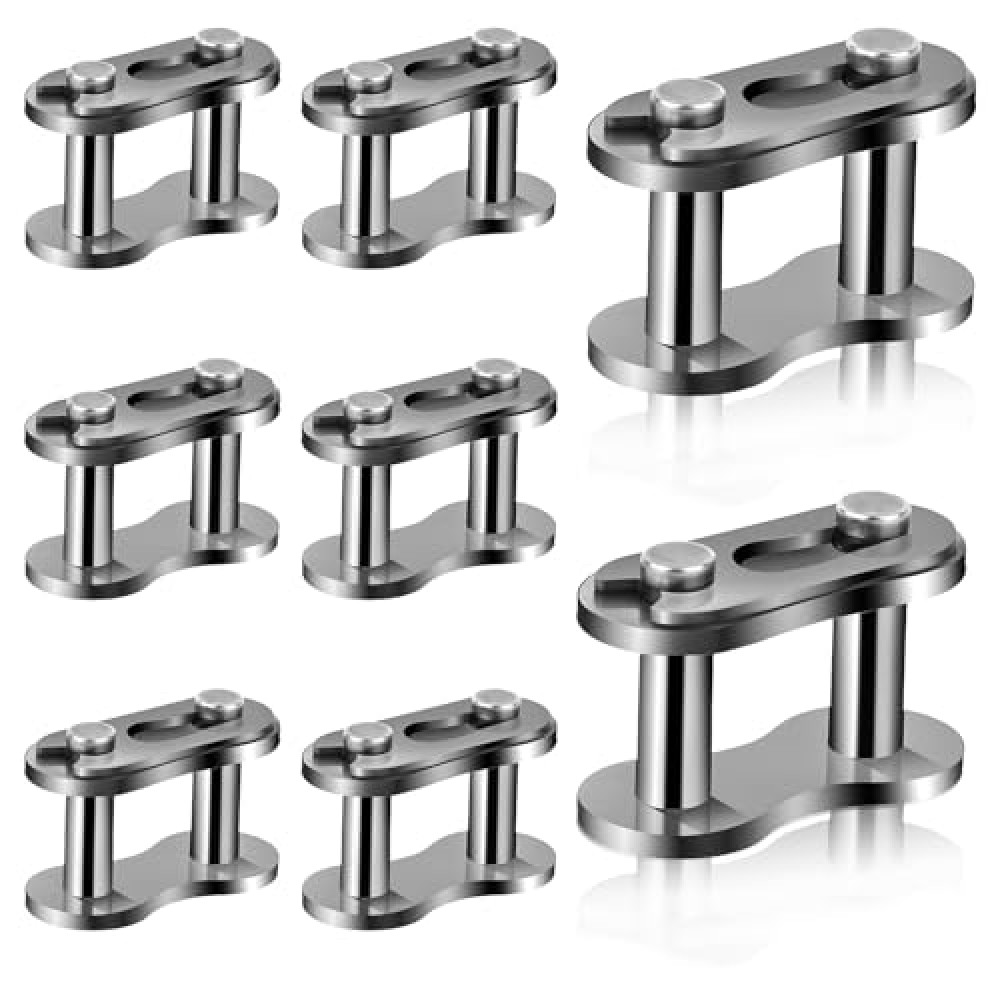 8 Pcs #40 Chain Master Links Roller Bike Bicycle Chain Link Connecting Links Motorcycle Chain Link Connector Steel Alloy Heavy Duty Master Link Replacement for Bike Bicycle Mini Karting Pit Scooter