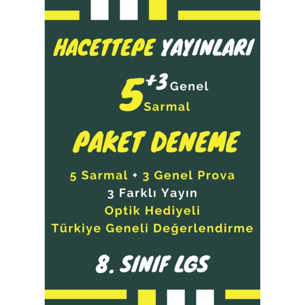 8. Sınıf Hacettepe Karması Optikli 8'li Lgs Deneme Tüm Dersler Fiyatı