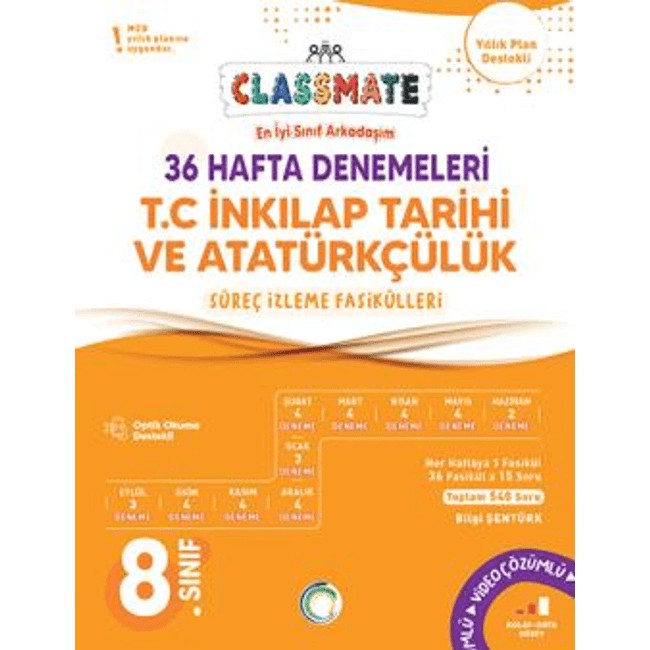8. Sınıf T.c. Inkılap Tarihi ve Atatürkçülük Classmate 36 Hafta Denemeleri Tüm Dersler Fiyatı