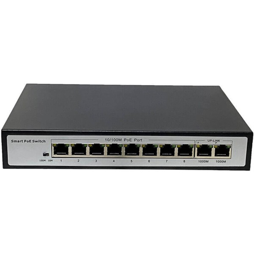 8+2 Port Ethernet Poe Switch - 8x Poe Ports + 2x Gigabit Uplink Ports - 120W - 52V 2.5A Hub & Switch Fiyatı