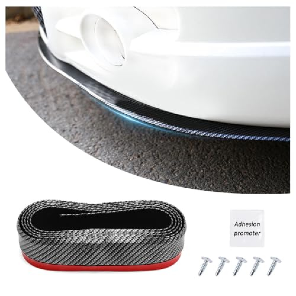 8.2Ft Carbon Fibre Front Lip As Front Bumper Protector,Upgraded Widen Rubber Front Lip Splitter for Side Skirt,Universal Front Bumper Lip Automotive Exterior Accessories