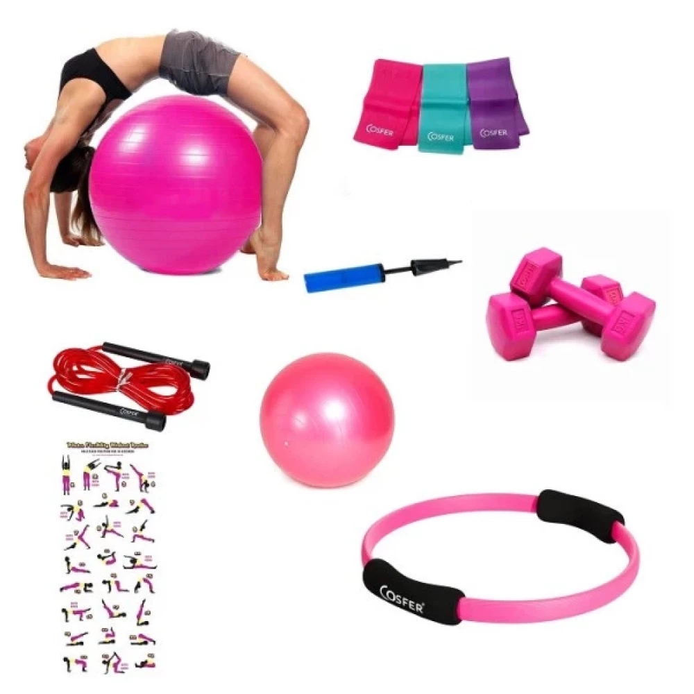 8'Li Pilates Seti Çember Ip Dambıl Lastik Pompa Pilates Aletleri Fiyatı