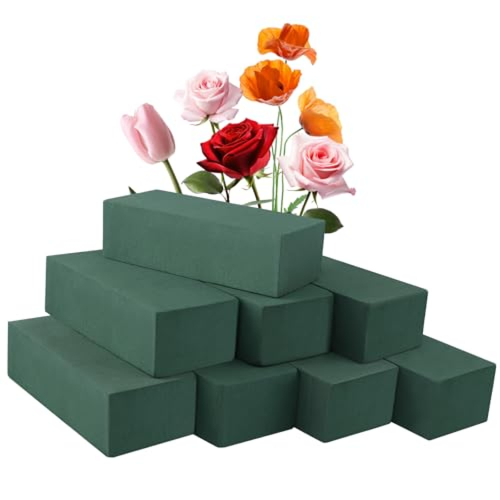 8Pcs Floral Foam Blocks for Fresh and Artificial Flower Arrangements, (7.8" L x 3.5" W x 2.4" H) Flower Foam Bricks Florist Foam for Wedding, Birthdays, Home, Office,DIY Craft