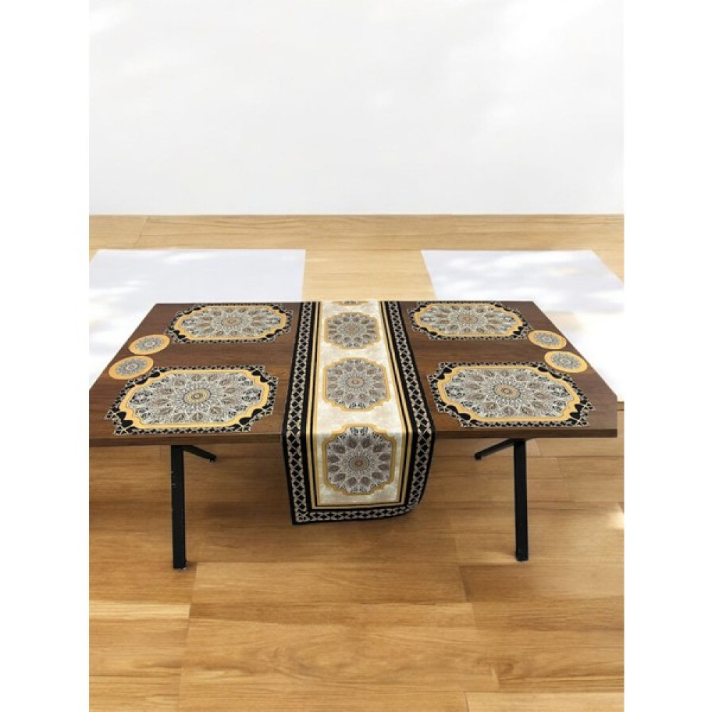 9 Parça Runner ve Supla Seti Amerikan Servis Runner ve Bardak Altlığı - Renkli - 40 x 140 cm Masa Örtüsü Fiyatı