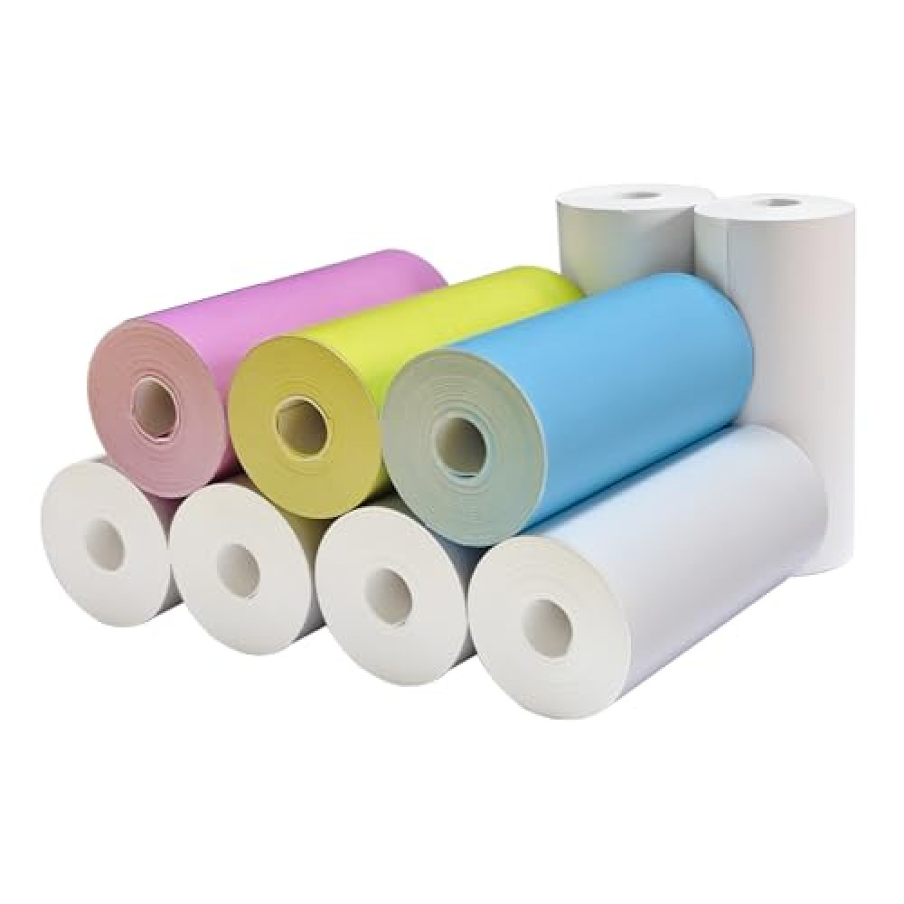 9 Rolls Print Refill Paper,for Kids Instant Print Camera DIY Paper, BPA Free, 57 * 25mm, With 6 Rolls White and 3 Rolls Colors