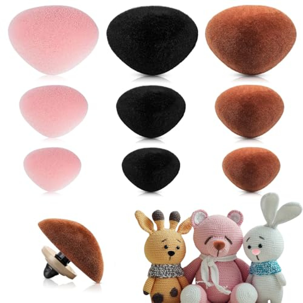 90 Pcs Safety Noses for Amigurumi Plastic Safety Noses for Crochet Flocking Toy Noses Pink Brown Noses with Washers for Craft Doll Puppet Plush Toy Bear Accessories(3 Color) Baby Toys Fiyatı