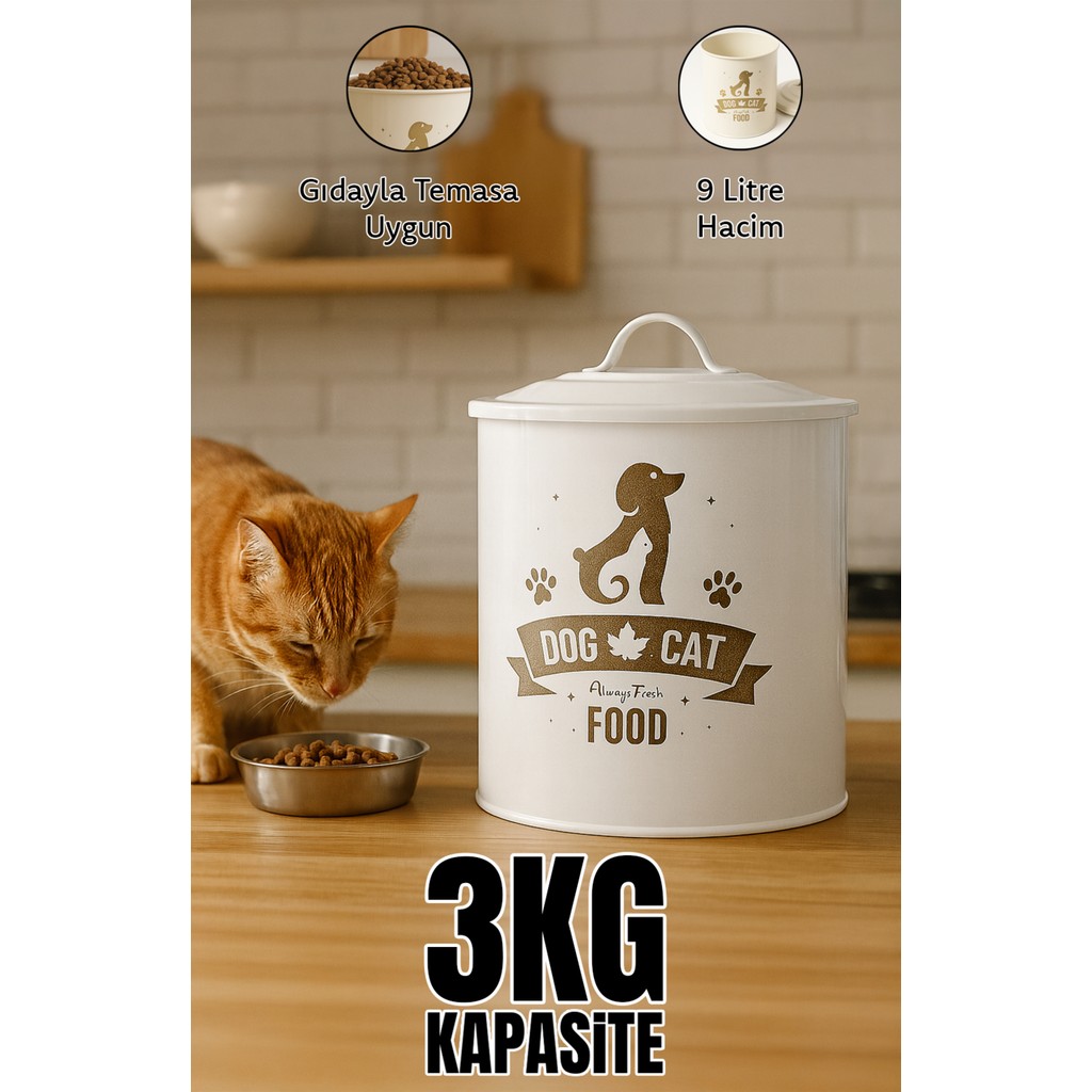 9000ML Kedi Maması Saklama Kabı Köpek Maması Saklama Kabı 3kg Mama Kapasitesi Kırılmaz Bükülmez - Beyaz Eşya Saklama / Düzenleme Fiyatı