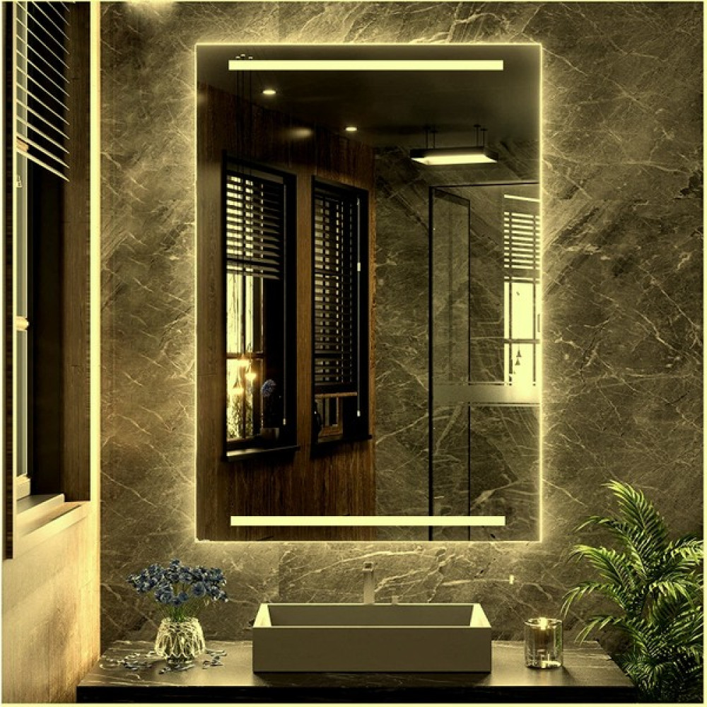 90X70 LED Işıklı Kumlamalı Banyo Lavabo Ofis Makyaj Kuaför Aynası Trafolu Prizli Banyo Aynası Fiyatı