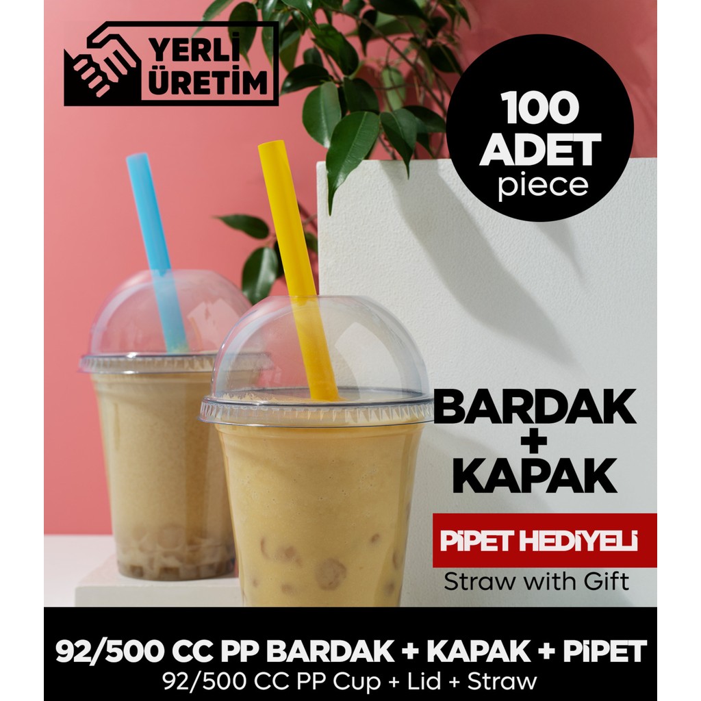 92/500 cc Pet Bardak Kapak - 100 Adet (Pipet Hediye) Fincan / Bardak / Kahve Takımı Fiyatı
