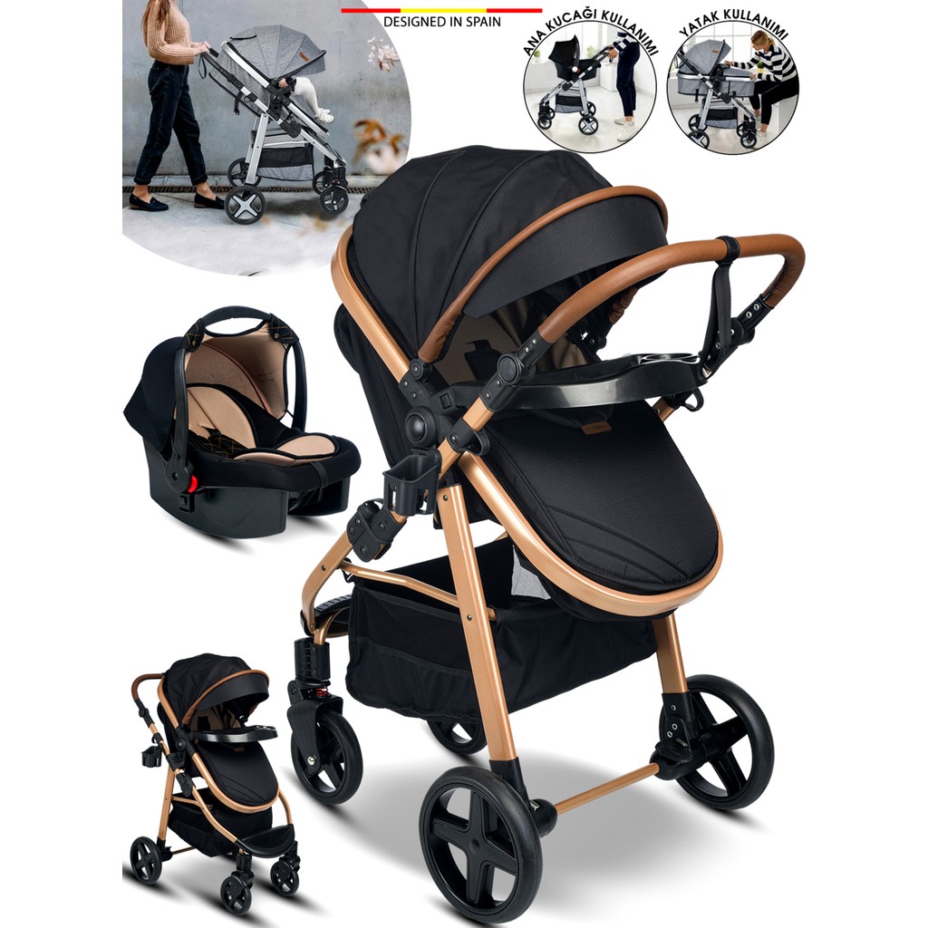 950 Tayla 6 In 1 Mama Tablalı Çift Yönlü Travel Sistem Bebek Arabası - Gold Siyah Bebek Arabası ve Pusetler Fiyatı