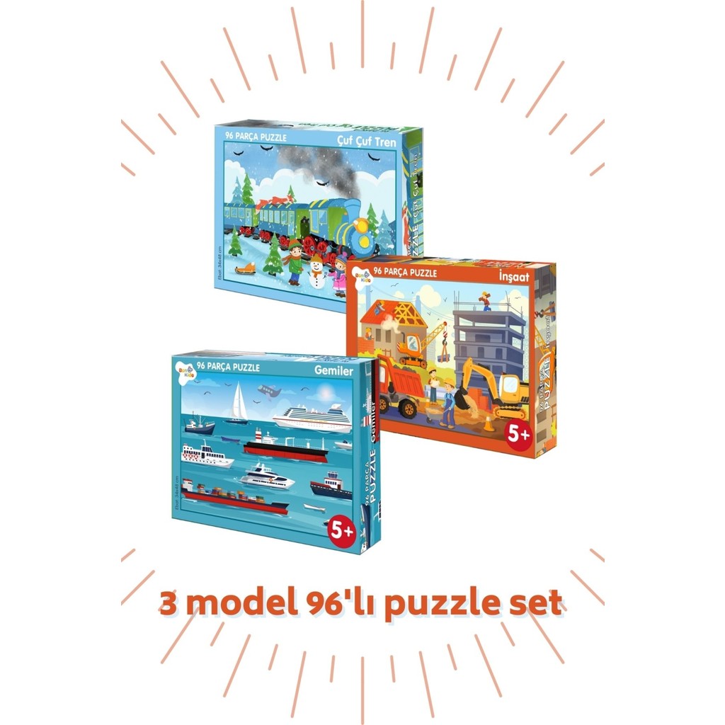 96 Parça Puzzle 3'lü Set 96 Parça Gemiler - 96 Parça Çufçuf Tren – 96 Parça Inşaat Anne Bebek Oyuncak Fiyatı