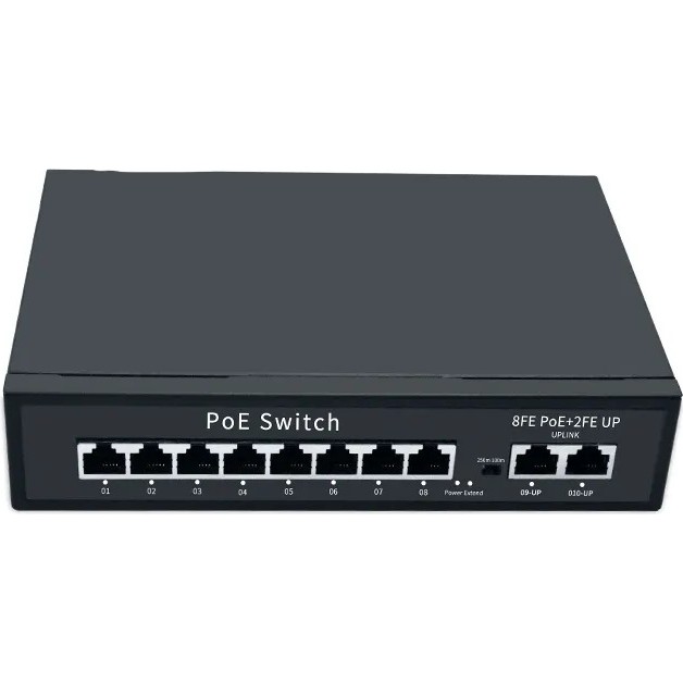 96W 10/100 Mbps 8 2 Port Poe Ethernet Switch Hub & Switch Fiyatı
