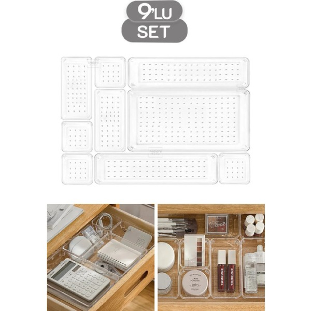 9'lu Set Modüler Çekmece Içi Düzenleyici, Banyo Makyaj ve Takı Düzenleyici Saklama Kapları Fiyatı
