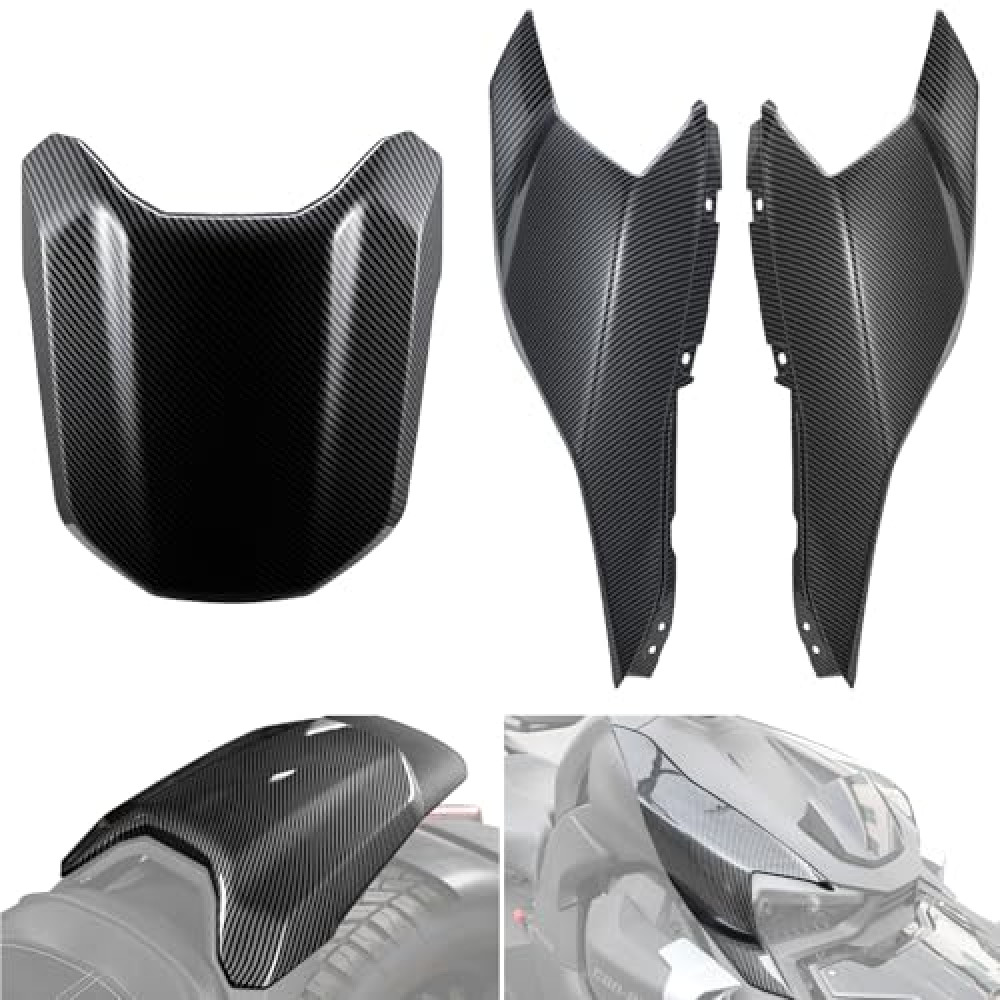 A & UTV PRO Carbon Fiber Ryker Fairing Panels & Mono Seat Cowl Cover Kit for Can Am Ryker All Models, Plastic Body Side Panel Accessories, Replace OEM # 219401001, 219400803, 3PCS