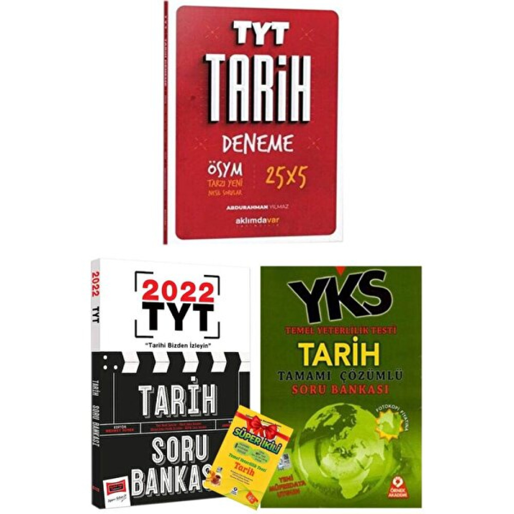 A Yayınları Aklımdavar Tyt Tarih Deneme+Yargı Tyt Tarih Soru Bankası+Örnek Yks Tarih Sb+Tarih Süper Ikili Temel Yeterlilik Testi (TYT) Fiyatı
