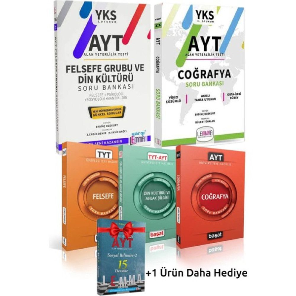 A Yayınları Lemma Ayt Felsefe Din Soru Bankası + Coğrafya Soru Bankası + Başat Felsefe + Din + Coğrafya Sb + ler Temel Yeterlilik Testi (TYT) Fiyatı
