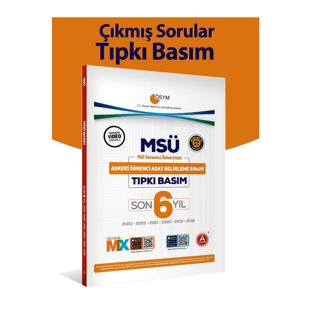 A Yayınları Son 6 Yıl Msü Çıkmış Sorular-tıpkı Basım 2023-2022-2021-2020-2019-2018 Sınavları Ders Sınav Kitapları Fiyatı