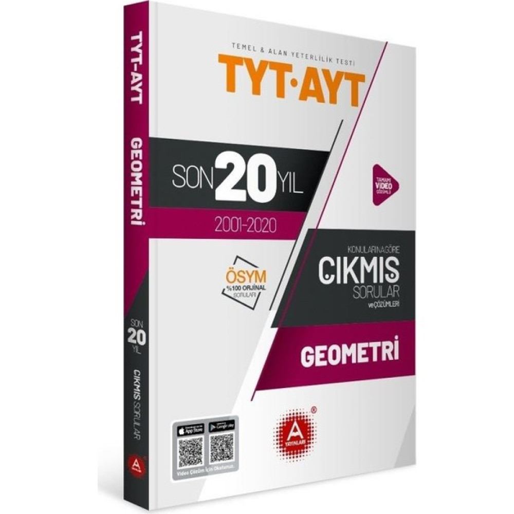 A Yayınları TYT AYT Geometri Son 20 Yıl Konularına Göre Tamamı Çözümlü Çıkmış Sorular Matematik Fiyatı