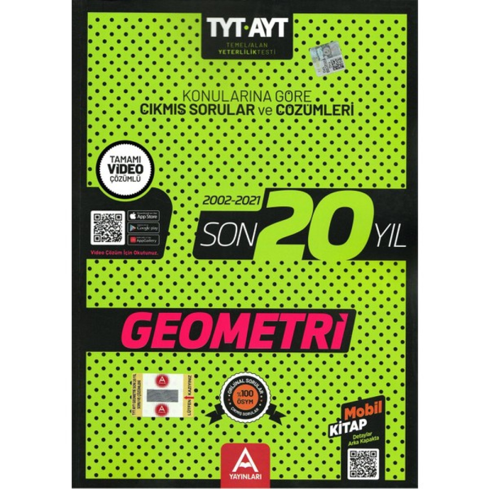 A Yayınları TYT-AYT Geometri Son 20 Yıl Soru ve Çözümleri Kaynak Kitapları Fiyatı