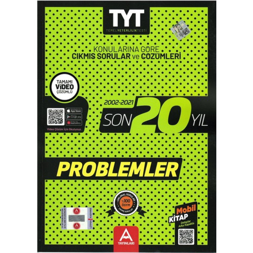 A Yayınları TYT- AYT Problemler Son 20 Yıl Soru ve Çözümleri Tüm Dersler Fiyatı