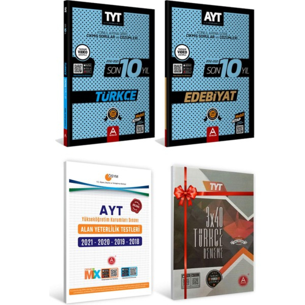 A Yayınları TYT Türkçe + AYT Edebiyat Son 10 Yıl Soru ve Çözümleri + Son 4 Yıl AYT Tıpkı Basım + 3X40 Çıkmış Soru Türkçe Denemesi (Ciltli) Matematik Fiyatı