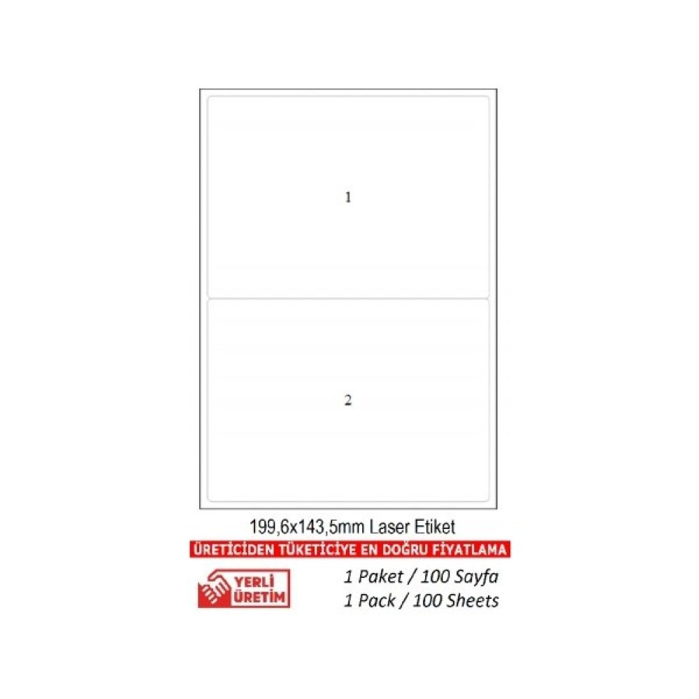 A1-2002 Ebat 199,6 x 143,5 mm Lazer Etiket A4 Sayfada 2 Etiket 500 A4 Sayfa 1000 A5 Etiket - -- Etiket Makinesi Fiyatı