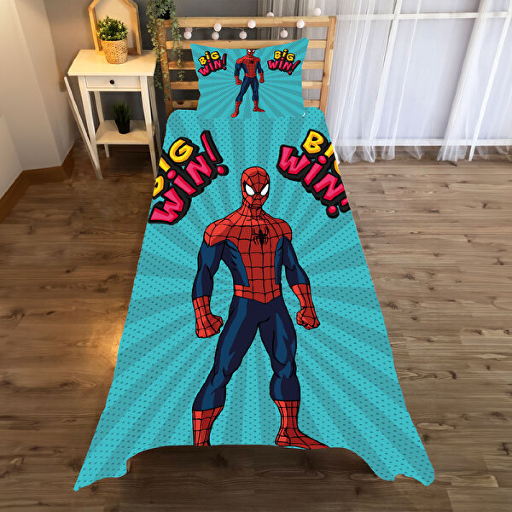 A2ZTR Big Wın Desenli Tek Kişilik Yatak Örtüsü ve Yastık Kılıfı - Renkli - 140 x 220 cm Yatak Örtüsü Fiyatı