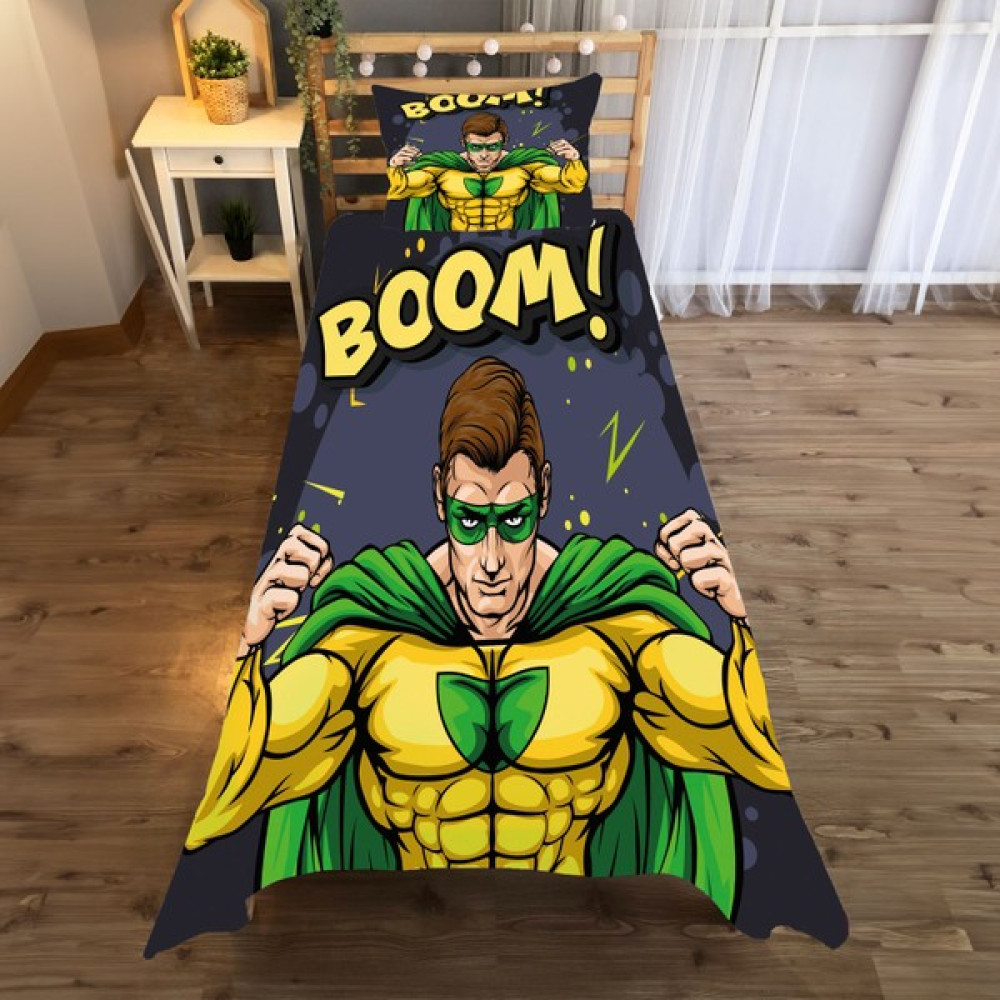 A2ZTR Güçlü Çocuk Desenli Tek Kişilik Yatak Örtüsü ve Yastık Kılıfı - Renkli - 140 x 220 cm Yatak Örtüsü Fiyatı