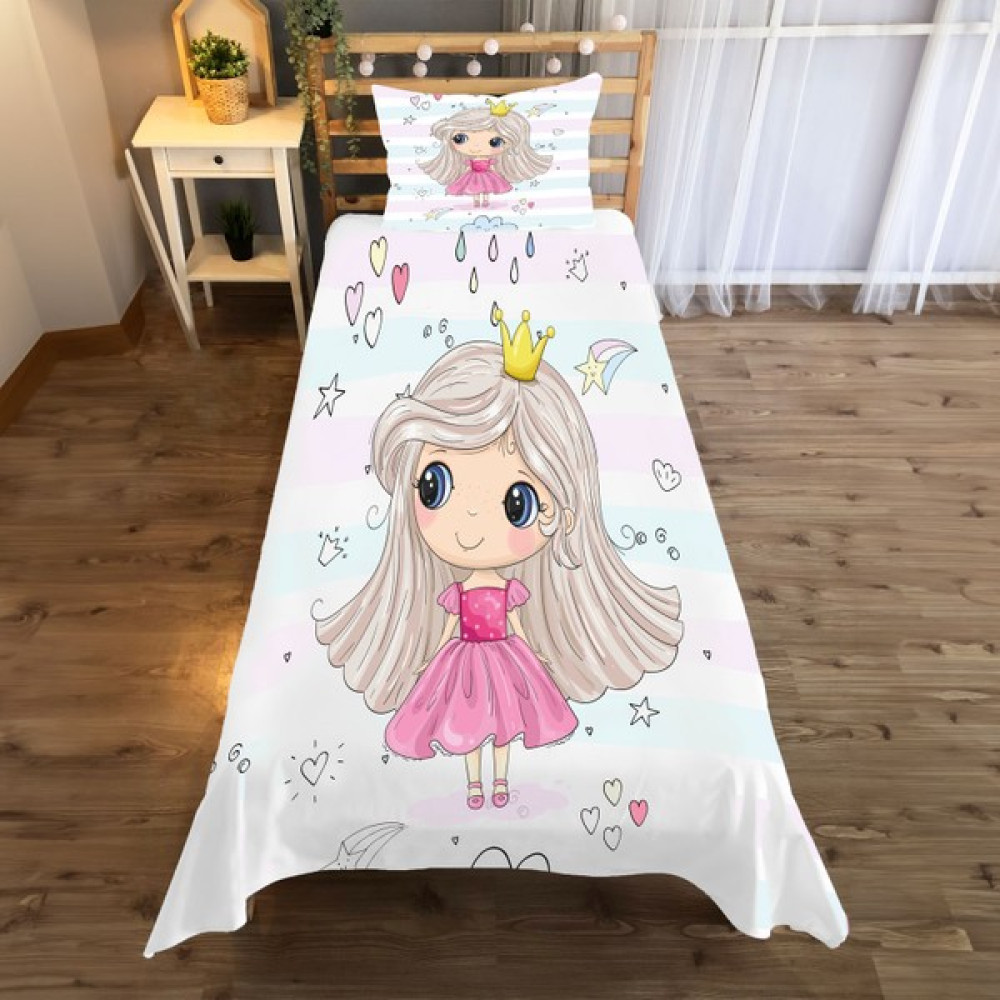 A2ZTR Prenses Çocuk Desenli Tek Kişilik Yatak Örtüsü ve Yastık Kılıfı - Renkli - 140 x 220 cm Yatak Örtüsü Fiyatı