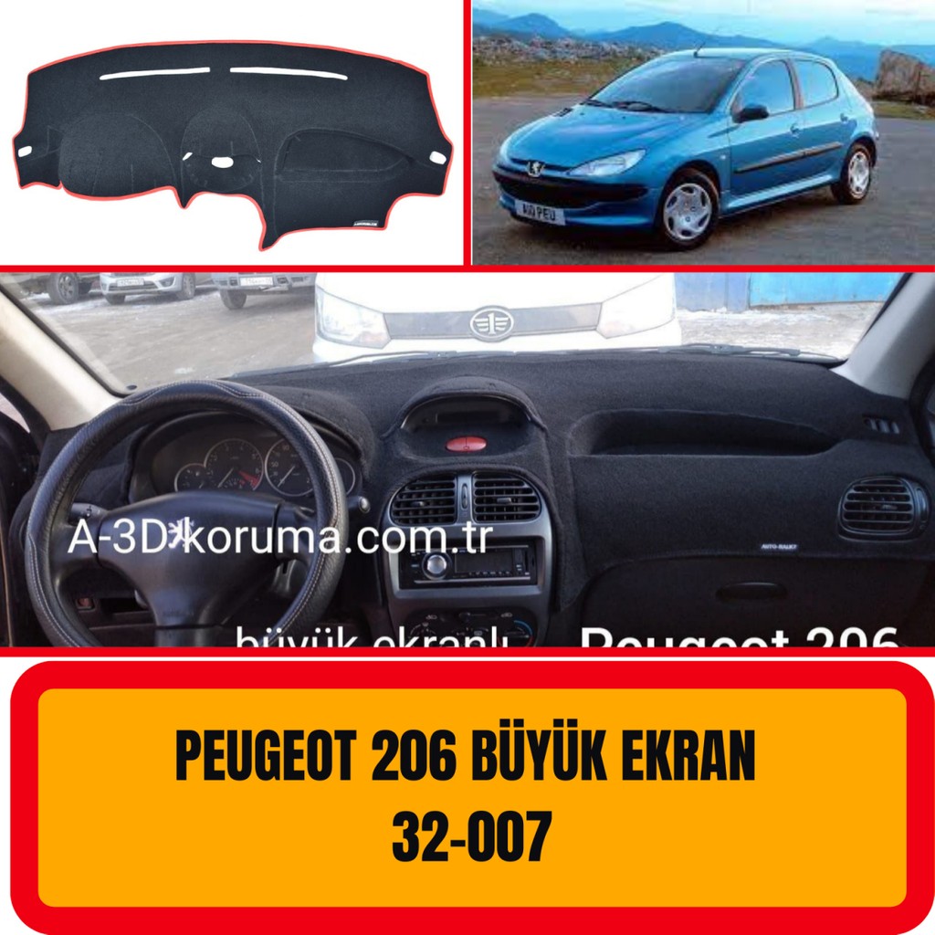 A3D Torpido Koruma Peugeot 206 Büyük Ekran Torpido Koruma - Torpido Koruyucu - Kılıfı - Halısı - Örtüsü - Yedek parça - Otoaksesuar - Ön Gögüs - Panel Diğer Fiyatı
