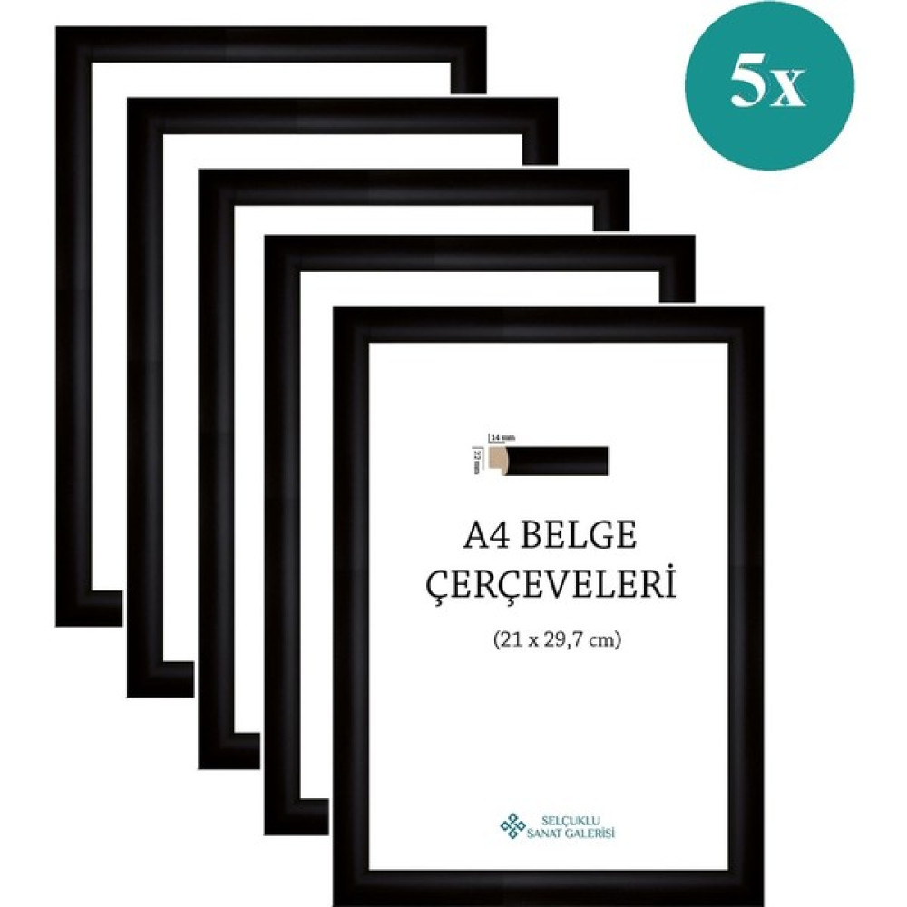A4 Çerçeve 22mm 5'Li Paket (Renk:Siyah) Resim & Fotoğraf Çerçevesi Fiyatı