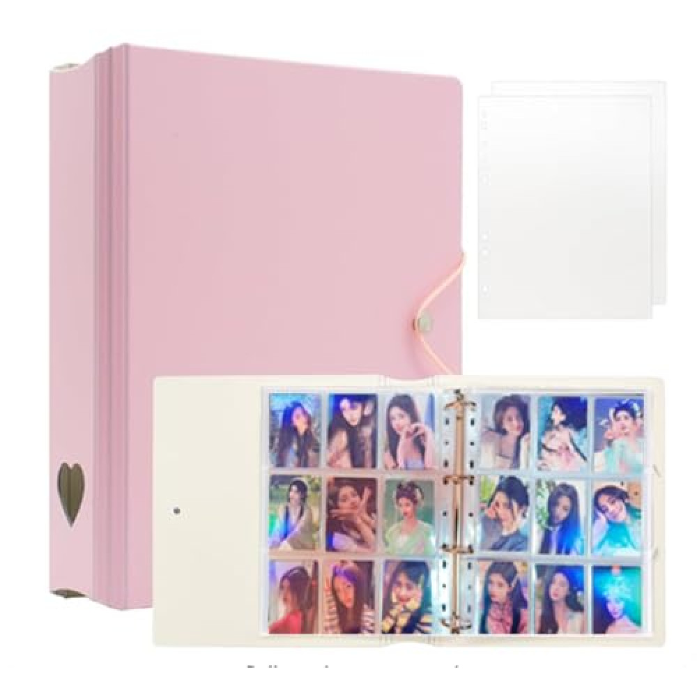 A4 Kpop Photocard Binder with 25 Pages 9 Pocket, 2x3’’ Kpop Photocard Holder Book Sleeves, Mini Camera Printer Photo Film Idol Card DIY Collector (Pink)