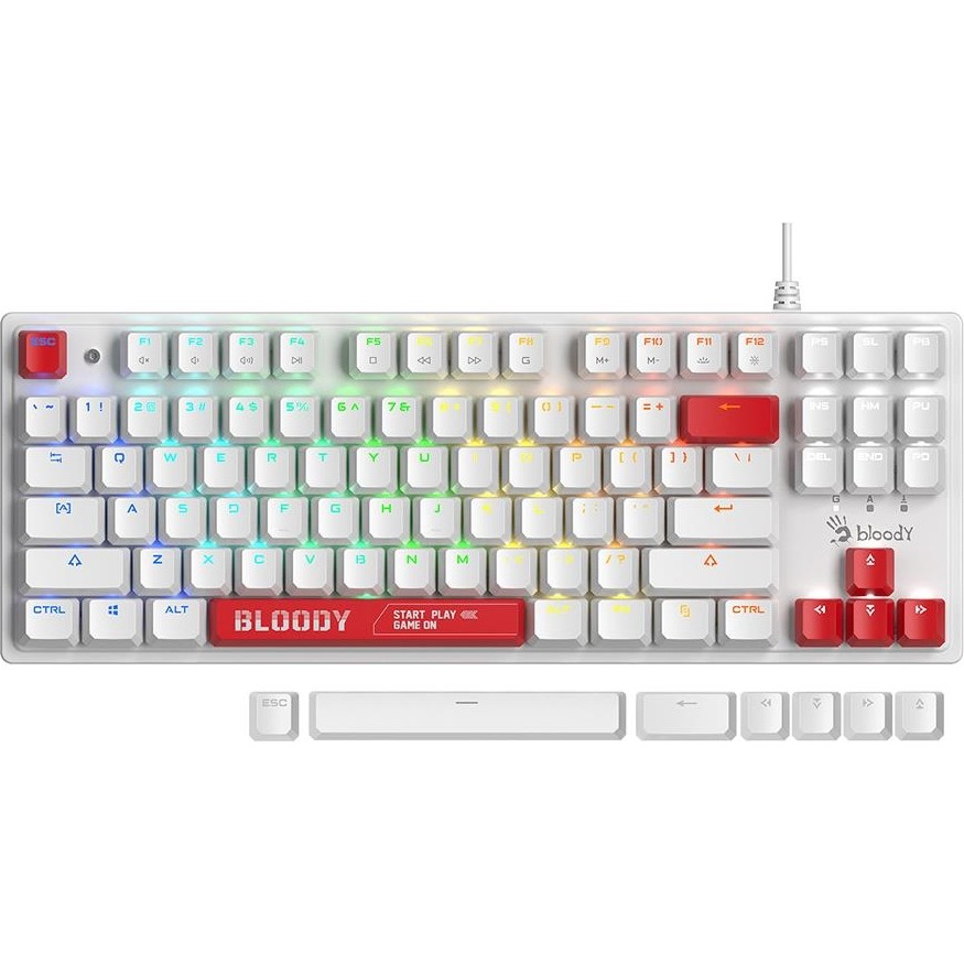 A4TECH Bloody S310N Fıre Whıte Tkl Red Swıtch Mekanik Gamıng Klavye-Whıte Klavye - Mouse Fiyatı