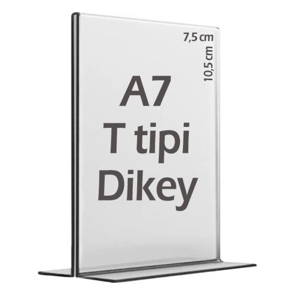 A7 T-Tipi Dikey Şeffaf Pleksi Mika Föylük Menü Broşürlük Etiketlik Dosya Fiyatı