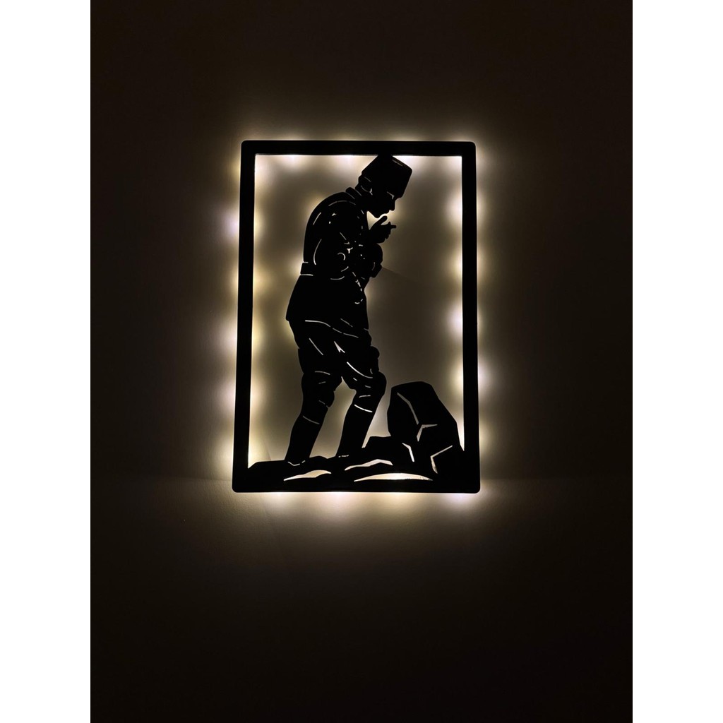 Aa Pilli Ledli Işıklı Atatürk Kocatepe Tablo, Atatürk Portre, Dekoratif Tablo - 55x35 Kanvas Tablo Fiyatı