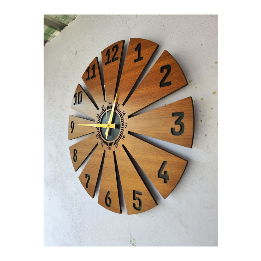 AA Shop Ahşap Ceviz Mobilya Renk Desenli Hediyelik Sessiz Duvar Saati 50cm Duvar Saati Fiyatı