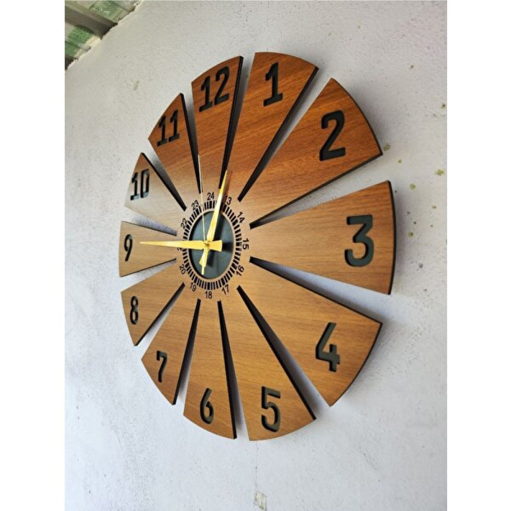 AA Shop Ahşap Ceviz Mobilya Renk Desenli Hediyelik Sessiz Duvar Saati 50CM - Ceviz - Siyah - 50 x 50 cm Dekoratif Saat Fiyatı