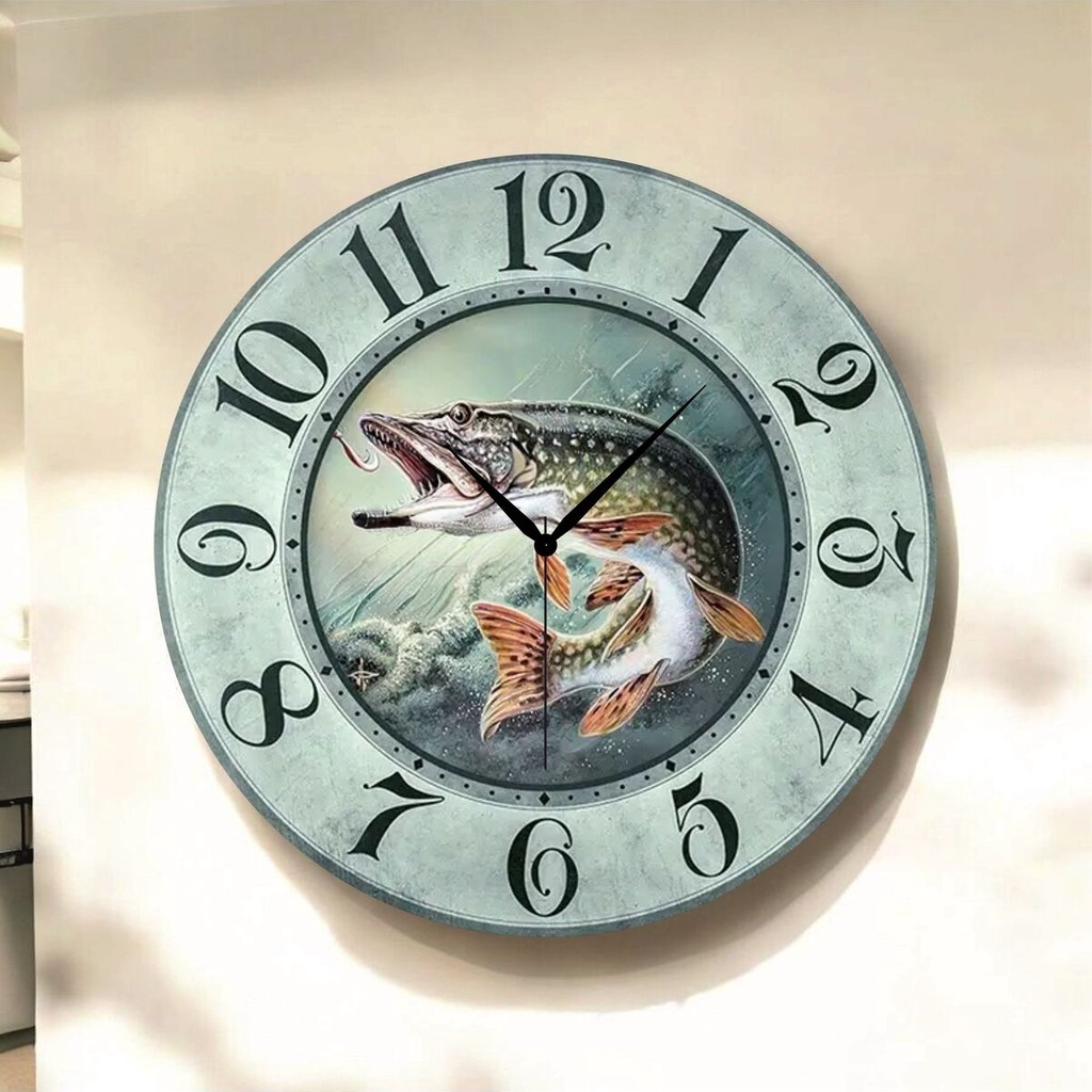 AA Shop Ahşap Duvar Saati Renkli Baskı Desenli Yuvarlak Tasarım 45 x 45 cm Sessiz Çalışma Duvar Saati Fiyatı